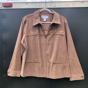 Maggie McNaughton Faux Suede Embroidered Jacket